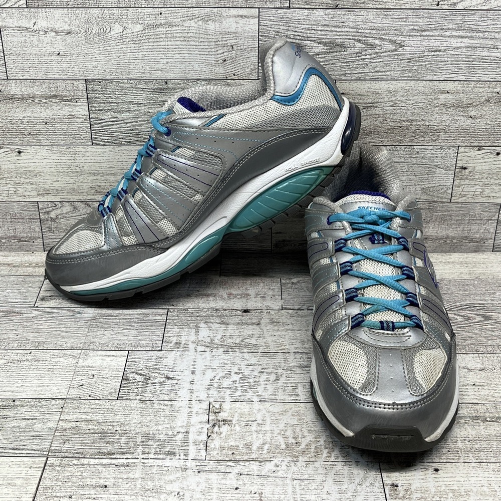 Skechers Shape Ups 12340 Walking Shoes Silver Lavender Turquoise Women Size 9.5‎